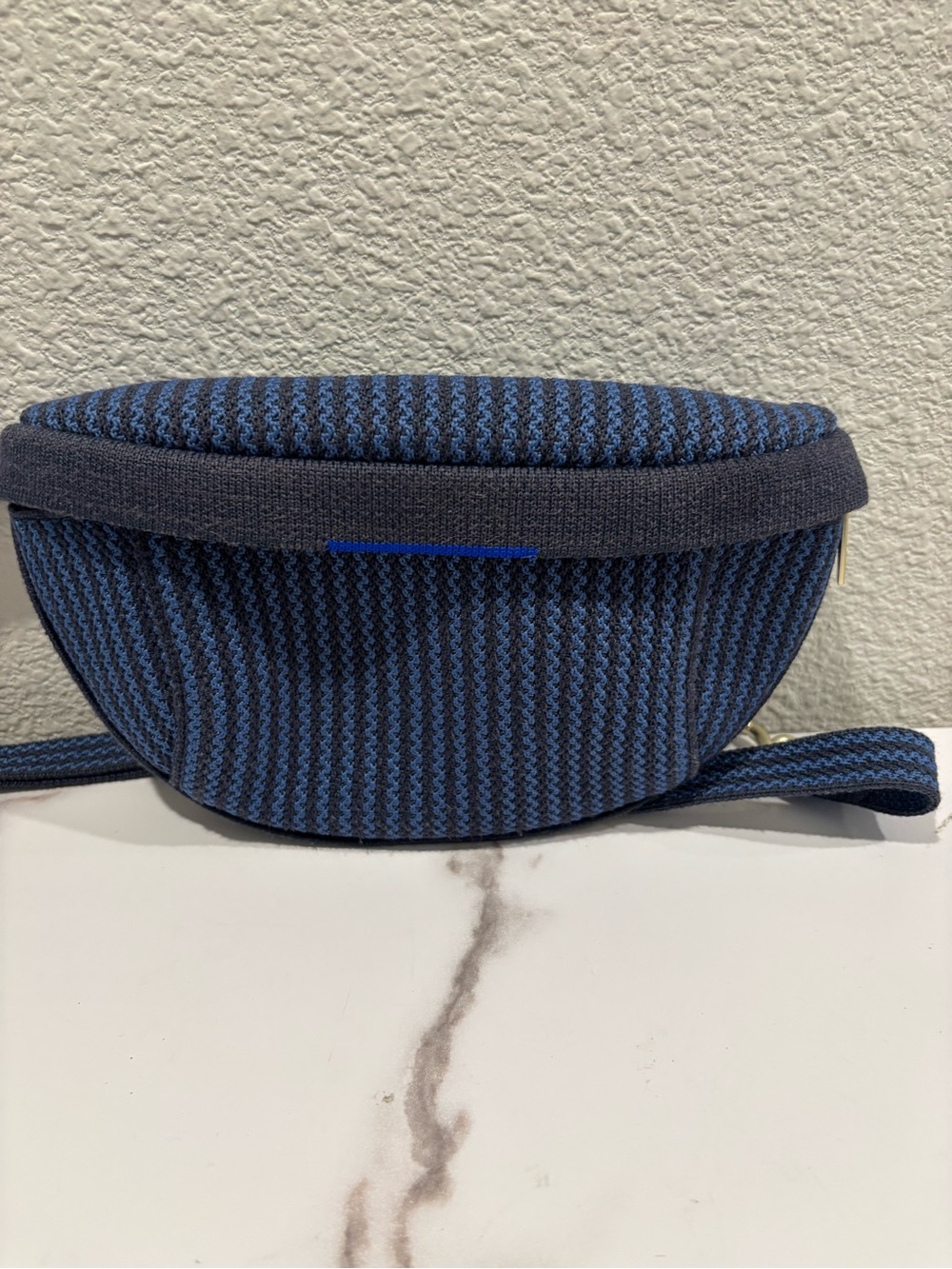 Rothy's Navy and Royal Blue Woven Mini Crossbody Belt Bag - Picture 2 of 9